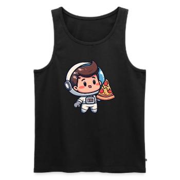 Astronaut with pizza - Men's Premium Organic Tank Top - black - Front - Michal (187cm)