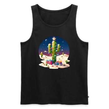 Desert Christmas - cactus, Christmas tree and - Men's Premium Organic Tank Top - black - Front - AI Model Male 178 light (178cm)