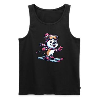 Winterfreude mit Staffordshire Terrier - Skifahren - Männer Premium Bio Tank Top - Schwarz - Vorne - AI Model Male 178 light (178cm)