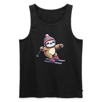 Sloth Ski Winter Vacation Skier - Men's Premium Organic Tank Top - black - Front - AI Model Male 178 light (178cm)