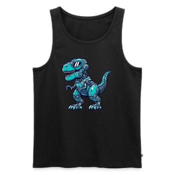 T-Rex Cyborg Dinosaur - Men's Premium Organic Tank Top - black - Front - Michal (187cm)