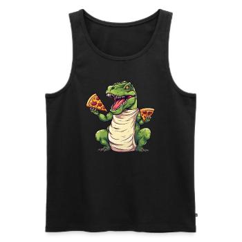 T-Rex Amateur de Pizza Dinosaure - Débardeur bio Premium Homme - noir - Devant - Michal (187cm)