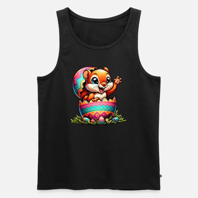 Oster-Eichhörnchen mit Osterei: Entzückendes - Männer Premium Bio Tank Top - Schwarz