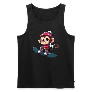 Monkey Snowboarder Winter Winter Sports Holiday Design - Men's Premium Organic Tank Top - black - Front - AI Model Male 178 light (178cm)