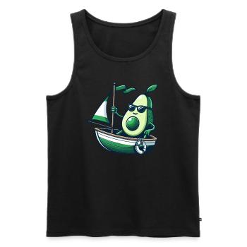 Cool summer sailing dinghy with avocado - Men's Premium Organic Tank Top - black - Front - AI Model Male 178 light (178cm)