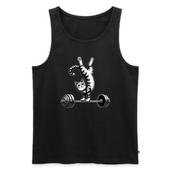 Katze Handstand Fitness Training Workout - Männer Premium Bio Tank Top - Schwarz - Vorne - Michal (187cm)