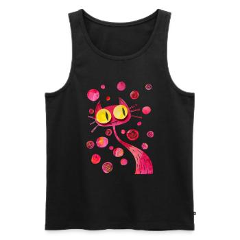 Quirky, Colorful and Curious Kitty Cat - Men's Premium Organic Tank Top - black - Front - Michal (187cm)