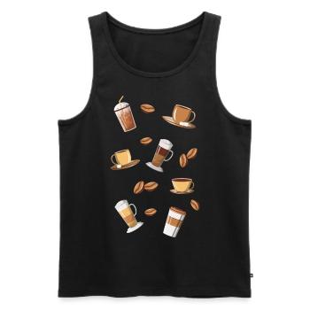 Café Café Grains de café Latte Macchiato - Débardeur bio Premium Homme - noir - Devant - AI Model Male 178 light (178cm)