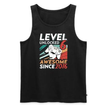 Niveau 6 Anniversaire 6 Ans 2016 Vidéo de jeu - Débardeur bio Premium Homme - noir - Devant - AI Model Male 178 light (178cm)