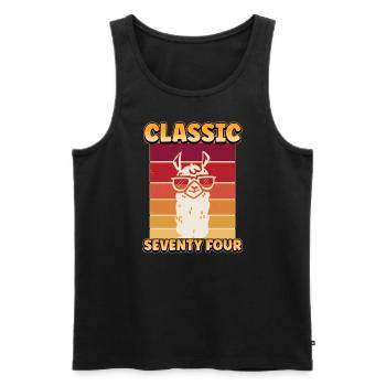 LLama Classic Number 74 Born in 1974 Turning 74 - Men's Premium Organic Tank Top - black - Front - Michal (187cm)