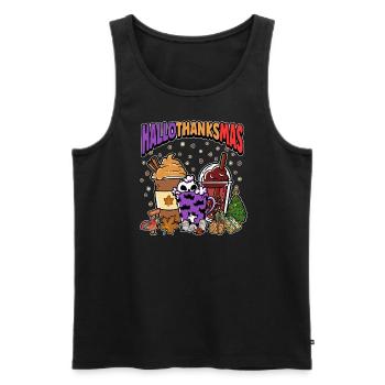 Hallothanksmas Café Latte Halloween Noël - Débardeur bio Premium Homme - noir - Devant - AI Model Male 178 light (178cm)