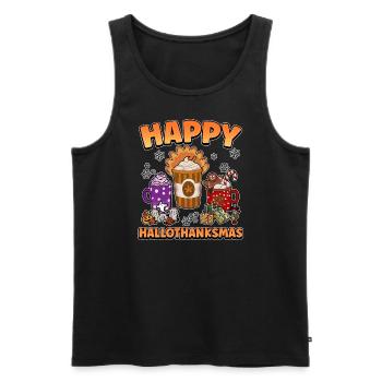Hallothanksmas Café Latte Halloween Noël - Débardeur bio Premium Homme - noir - Devant - AI Model Male 178 light (178cm)