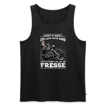 Kommt im Herbst die Nässe Lustiges Motorrad Fahrer - Männer Premium Bio Tank Top - Schwarz - Vorne - Michal (187cm)