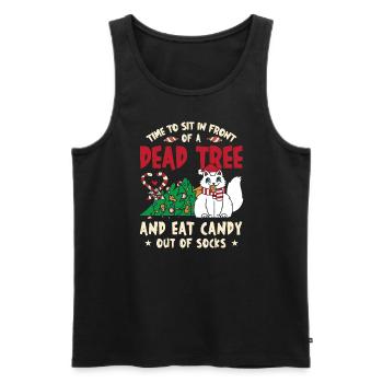 Il est temps de s’asseoir devant un arbre mort et de manger des bonbons - Débardeur bio Premium Homme - noir - Devant - AI Model Male 178 light (178cm)