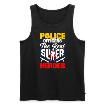 Real Heroes Father’s Day Design pour Policeman - Débardeur bio Premium Homme - noir - Devant - AI Model Male 178 light (178cm)