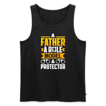 Father Role Model Protector Father's Day Design - Männer Premium Bio Tank Top - Schwarz - Vorne - AI Model Male 178 light (178cm)