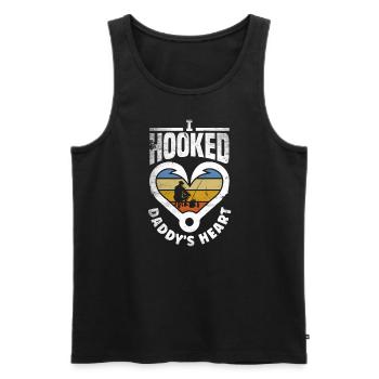 I Hooked Daddy's Heart Fishing Father's Day - Männer Premium Bio Tank Top - Schwarz - Vorne - Michal (187cm)