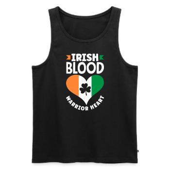 Irish Blood Warrior Heart St Patricks Day Shamrock - Men's Premium Organic Tank Top - black - Front - Michal (187cm)