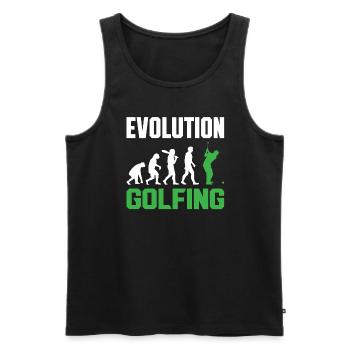Évolution du golf du singe au golf masculin - Débardeur bio Premium Homme - noir - Devant - AI Model Male 178 light (178cm)
