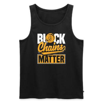Les chaînes de blocs comptent Crypto-monnaie BTC - Débardeur bio Premium Homme - noir - Devant - AI Model Male 178 light (178cm)