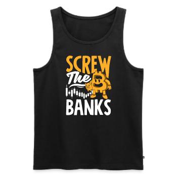 Screw The Banks Freedom Cryptocurrency BTC - Männer Premium Bio Tank Top - Schwarz - Vorne - Michal (187cm)
