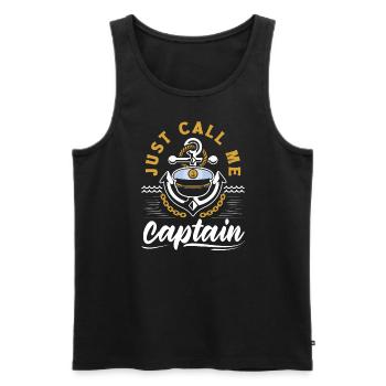 Just Call Me Captain for a Seaman Sailor Maritime - Männer Premium Bio Tank Top - Schwarz - Vorne - AI Model Male 178 light (178cm)