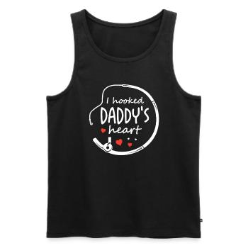 I Hooked Daddy's Heart Fishing Father's Day - Männer Premium Bio Tank Top - Schwarz - Vorne - Michal (187cm)
