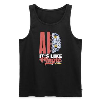 Ai c’est comme de la magie mais de l’informatique réelle - Débardeur bio Premium Homme - noir - Devant - AI Model Male 178 light (178cm)