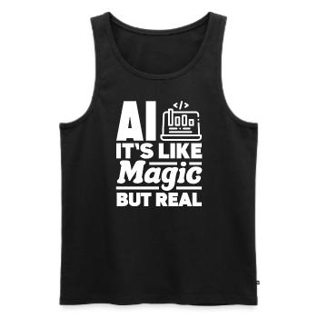 Ai c’est comme de la magie mais de l’informatique réelle - Débardeur bio Premium Homme - noir - Devant - AI Model Male 178 light (178cm)