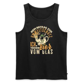 Mein Beitrag zum Umweltschutz - Ich trenne Bier - Männer Premium Bio Tank Top - Schwarz - Vorne - Michal (187cm)