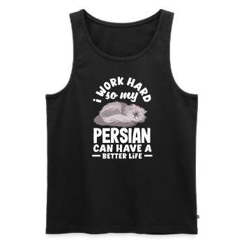 I work hard so my Persian can have a better life - Männer Premium Bio Tank Top - Schwarz - Vorne - Michal (187cm)