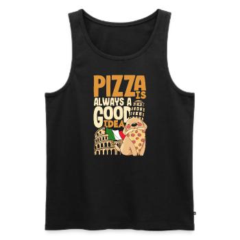 Pizza is always a good idea - Männer Premium Bio Tank Top - Schwarz - Vorne - AI Model Male 178 light (178cm)