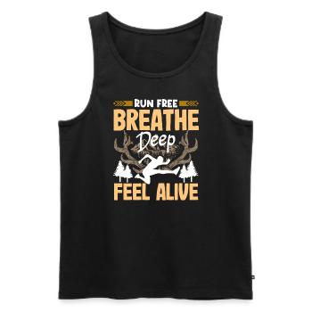 Run free feel alive - Männer Premium Bio Tank Top - Schwarz - Vorne - AI Model Male 178 light (178cm)