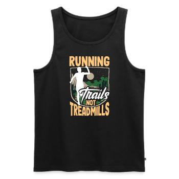 Running trails not treadmills - Männer Premium Bio Tank Top - Schwarz - Vorne - AI Model Male 178 light (178cm)