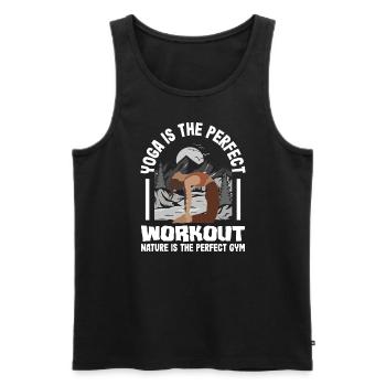 Yoga is the perfect workout, nature is the - Männer Premium Bio Tank Top - Schwarz - Vorne - Michal (187cm)