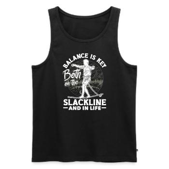 Balance is key, both on the slackline and in life - Men's Premium Organic Tank Top - black - Front - AI Model Male 178 light (178cm)
