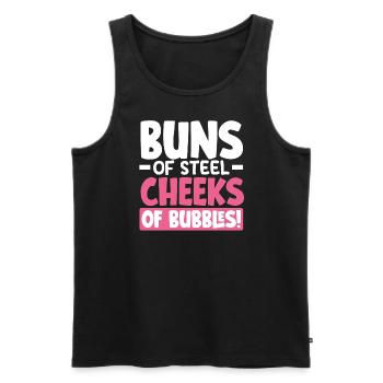 Buns of Steel, Cheeks of Bubbles! - Männer Premium Bio Tank Top - Schwarz - Vorne - Michal (187cm)