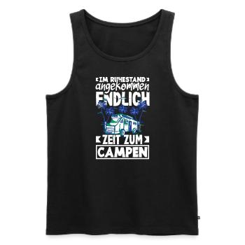 Im Ruhestand angekommen - endlich Zeit zum Campen - Männer Premium Bio Tank Top - Schwarz - Vorne - Michal (187cm)