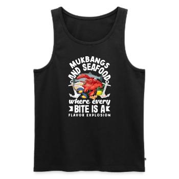 Mukbang et gâteau - Débardeur bio Premium Homme - noir - Devant - AI Model Male 178 light (178cm)