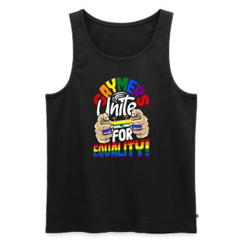 Gaymers unite for equality! Gay Lesbian LGBTQ+ - Männer Premium Bio Tank Top - Schwarz - Vorne - Michal (187cm)