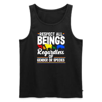 Respect all beings, regardless of gender or - Männer Premium Bio Tank Top - Schwarz - Vorne - Michal (187cm)
