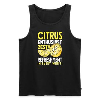 Citrus Enthusiast Zesty Refreshment in Every Whiff - Men's Premium Organic Tank Top - black - Front - AI Model Male 178 light (178cm)
