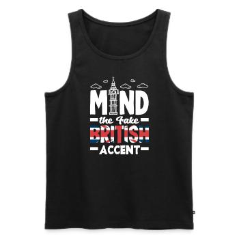 Attention au faux accent britannique - Débardeur bio Premium Homme - noir - Devant - Michal (187cm)