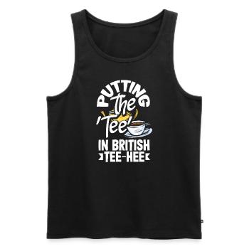 Mettre le tee en tee-hee britannique - Débardeur bio Premium Homme - noir - Devant - AI Model Male 178 light (178cm)