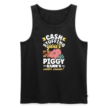Cash Stuffing Le cousin cool de votre tirelire - Débardeur bio Premium Homme - noir - Devant - AI Model Male 178 light (178cm)