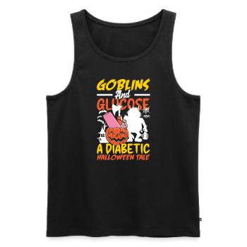 Les gobelins et le glucose Un conte d’Halloween diabétique - Débardeur bio Premium Homme - noir - Devant - AI Model Male 178 light (178cm)