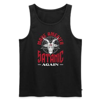 Satan Make America Satanic Again Occult - Männer Premium Bio Tank Top - Schwarz - Vorne - AI Model Male 178 light (178cm)