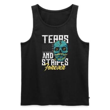 Emoticon Emo Tears and Stripes Forever Emocore - Men's Premium Organic Tank Top - black - Front - AI Model Male 178 light (178cm)
