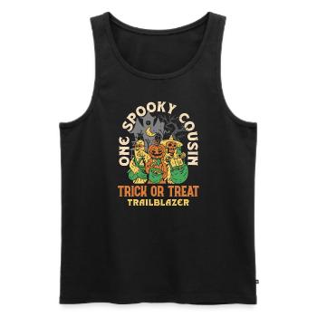 One Spooky Cousin Retro Halloween Costume - Men's Premium Organic Tank Top - black - Front - AI Model Male 178 light (178cm)