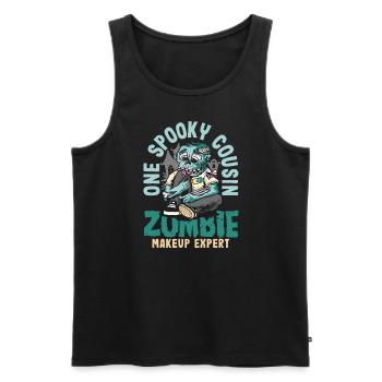 One Spooky Cousin Retro Zombie Halloween Costume - Men's Premium Organic Tank Top - black - Front - AI Model Male 178 light (178cm)